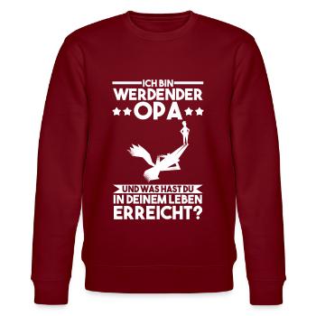 Werdender Opa - Stanley/Stella Unisex Bio-Sweatshirt CHANGER  - Burgunderrot - Vorne - Nik (191cm) & Marisol (170cm)