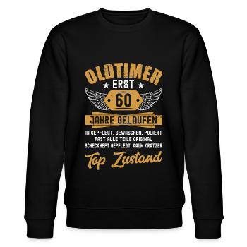 60 Geburtstag Oldtimer Geburtstag 1962 Baujahr - Stanley/Stella Unisex Bio-Sweatshirt CHANGER  - Schwarz - Vorne - Nik (191cm) & Marisol (170cm)
