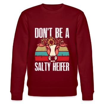 Kuh Kuhbauer Bauer Bäuerin Bauernhof Farm Geschenk - Stanley/Stella Unisex Bio-Sweatshirt CHANGER  - Burgunderrot - Vorne - Nik (191cm) & Marisol (170cm)