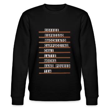 Kaffee Sorten Coffeeshop Barista Hipster - Stanley/Stella Unisex Bio-Sweatshirt CHANGER  - Schwarz - Vorne - Nik (191cm) & Marisol (170cm)