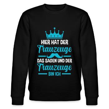 Trauzeuge - Stanley/Stella Unisex Bio-Sweatshirt CHANGER  - Schwarz - Vorne - Nik (191cm) & Marisol (170cm)