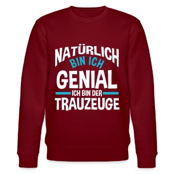 Trauzeuge Junggesellinnenabschied - Stanley/Stella Unisex Bio-Sweatshirt CHANGER  - Burgunderrot - Vorne - Nik (191cm) & Marisol (170cm)