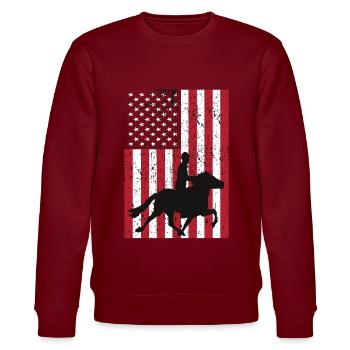 Reiten Herren - Stanley/Stella Unisex Bio-Sweatshirt CHANGER  - Burgunderrot - Vorne - Nik (191cm) & Marisol (170cm)
