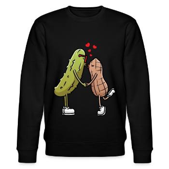 Erdnuss Essiggurke Gewürzgurke Kuss - Stanley/Stella Unisex Bio-Sweatshirt CHANGER  - Schwarz - Vorne - Nik (191cm) & Marisol (170cm)