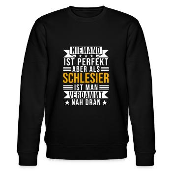 Schlesien Schlesier Lustiger Oberschlesien Spruch - Stanley/Stella Unisex Bio-Sweatshirt CHANGER  - Schwarz - Vorne - Nik (191cm) & Marisol (170cm)