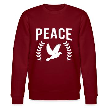 Friedenstaube Frieden Peace - Stanley/Stella Unisex Bio-Sweatshirt CHANGER  - Burgunderrot - Vorne - Nik (191cm) & Marisol (170cm)