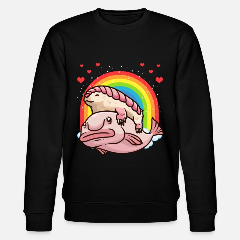 Gürtelmull Regenbogen Blobfisch Kawaii - Stanley/Stella Unisex Bio-Sweatshirt CHANGER  - Schwarz