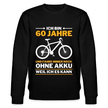60 Jahre 60. Geburtstag Fahrrad ohne Akku - Stanley/Stella Unisex Bio-Sweatshirt CHANGER  - Schwarz - Vorne - Nik (191cm) & Marisol (170cm)