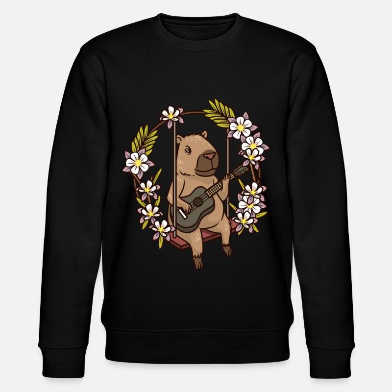 Capybara Rodent Guitar - Stanley/Stella CHANGER Unisex Organic Sweatshirt - black