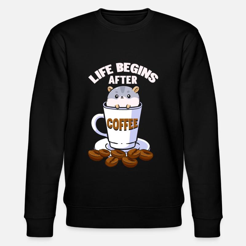 Life Begins After Coffee - Stanley/Stella CHANGER Unisex Organic Sweatshirt - black