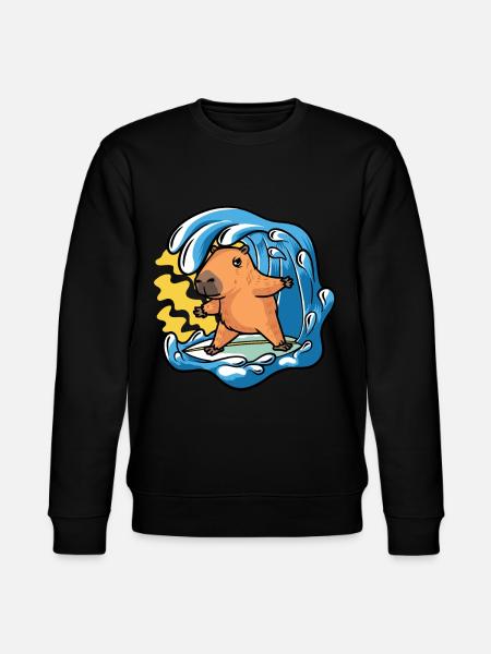 Capybara Rongeur Surfer Surf Vagues - Sweat bio CHANGER Stanley/Stella Unisexe - noir