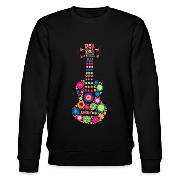 Ukulele Musikinstrument Blumen - Stanley/Stella Unisex Bio-Sweatshirt CHANGER  - Schwarz - Vorne - Nik (191cm) & Marisol (170cm)