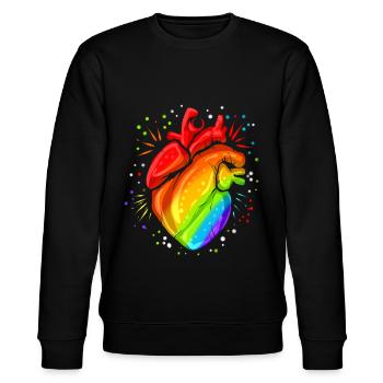 Coloré Real Heart LGBTQ GAY Lesbian Pride Mois - Sweat bio CHANGER Stanley/Stella Unisexe - noir - Devant - Nik (191cm) & Marisol (170cm)