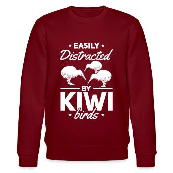 Slightly distracted by Kiwi Birds New Zealand Kiwi - Stanley/Stella CHANGER Unisex Organic Sweatshirt - burgundy - Front - Nik (191cm) & Marisol (170cm)