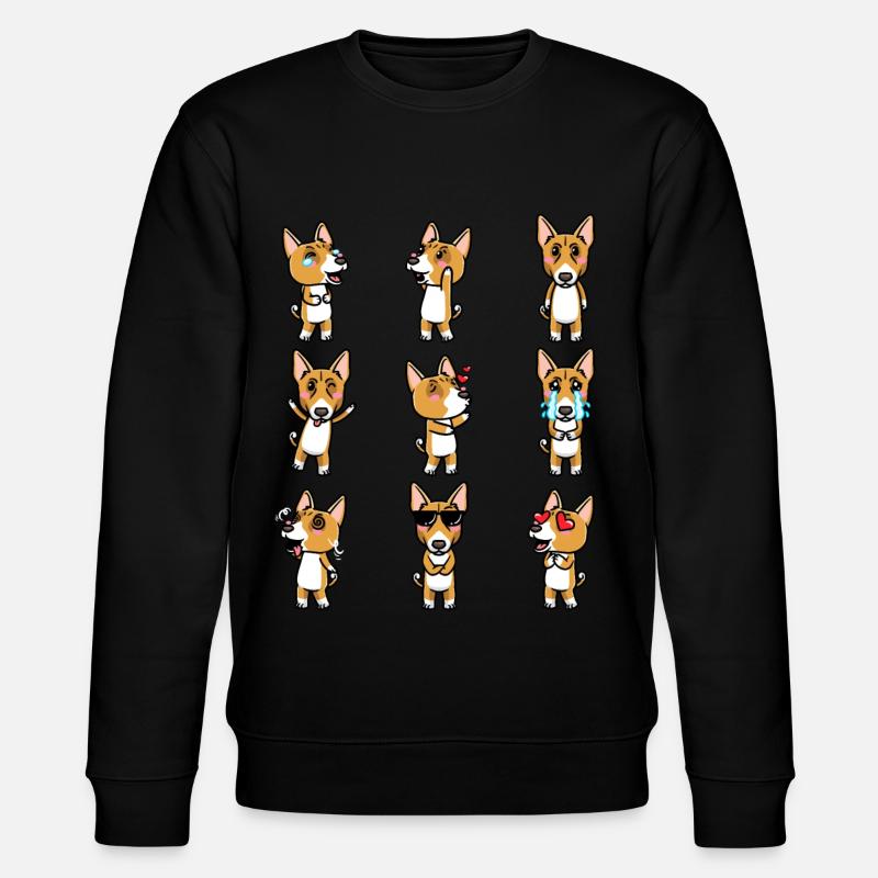 Basenji Hund Emoticon - Stanley/Stella Unisex Bio-Sweatshirt CHANGER - Schwarz