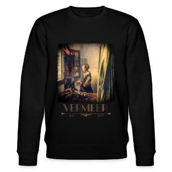 Jan vermeer Briefleserin Gemälde Coole Kunst - Stanley/Stella Unisex Bio-Sweatshirt CHANGER  - Schwarz - Vorne - Nik (191cm) & Marisol (170cm)