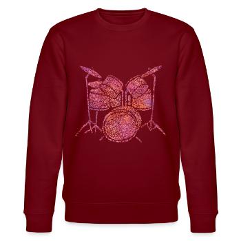 Schlagzeugerin Schlagzeug Drumset - Stanley/Stella Unisex Bio-Sweatshirt CHANGER  - Burgunderrot - Vorne - Nik (191cm) & Marisol (170cm)