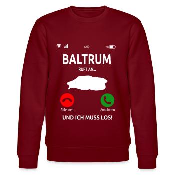 Baltrum Nordsee Ostfriesische Insel Geschenk - Stanley/Stella Unisex Bio-Sweatshirt CHANGER  - Burgunderrot - Vorne - Nik (191cm) & Marisol (170cm)