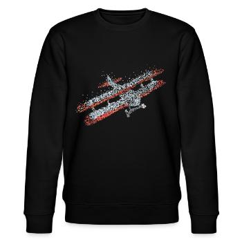 Flugzeug Doppeldecker Modellflieger - Stanley/Stella Unisex Bio-Sweatshirt CHANGER  - Schwarz - Vorne - Nik (191cm) & Marisol (170cm)