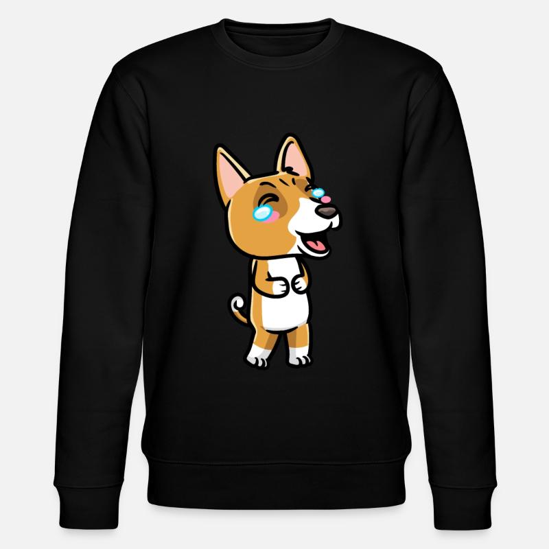 Basenji Hund Lachend Emoticon - Stanley/Stella Unisex Bio-Sweatshirt CHANGER  - Schwarz