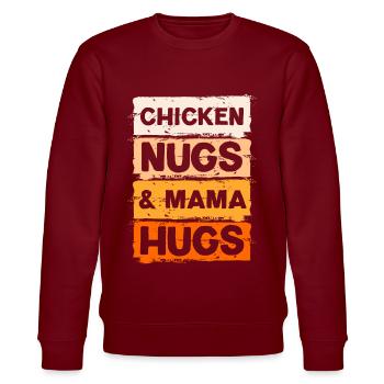 Hähnchen Nuggets und Mama Umarmungen Hähnchen Nugg - Stanley/Stella Unisex Bio-Sweatshirt CHANGER  - Burgunderrot - Vorne - Nik (191cm) & Marisol (170cm)