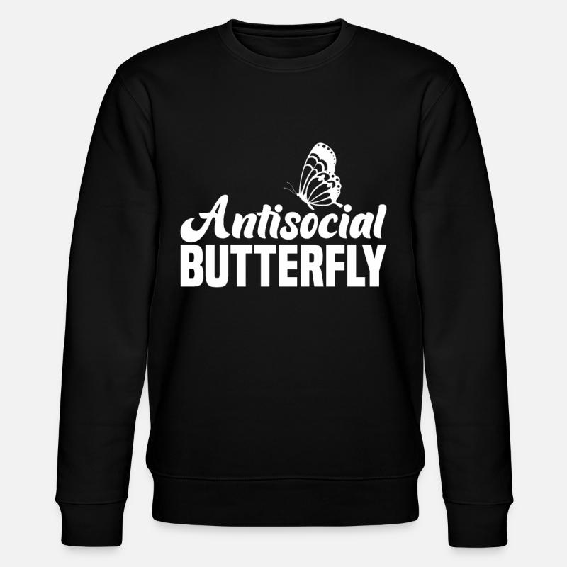 Antisocial Butterfly Introvert Design - Stanley/Stella Unisex Bio-Sweatshirt CHANGER  - Schwarz