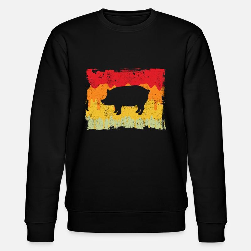 Schwein Retro - Stanley/Stella Unisex Bio-Sweatshirt CHANGER - Schwarz