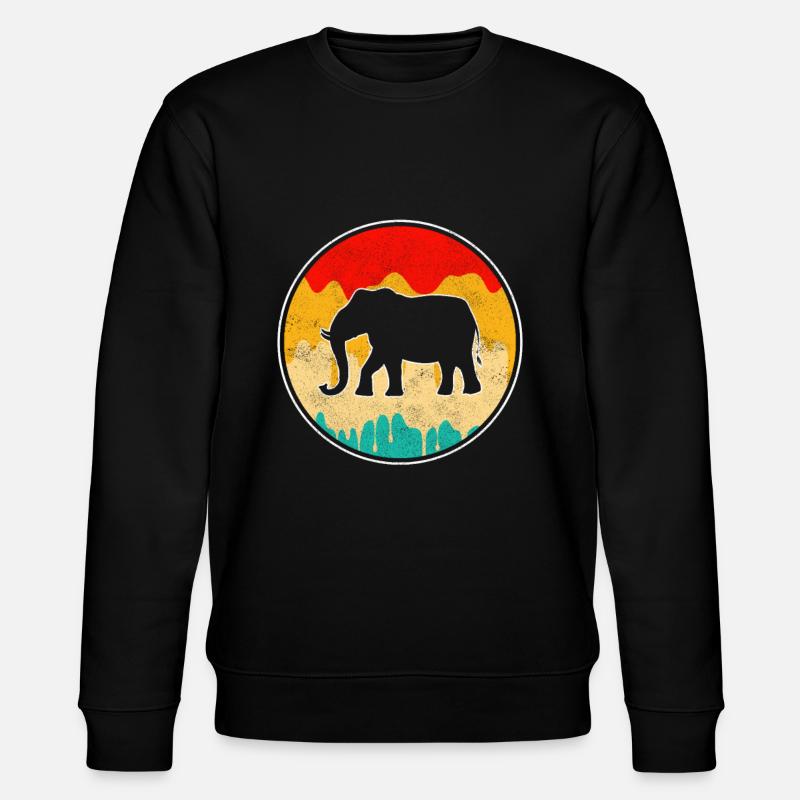 Elefant Retro - Stanley/Stella Unisex Bio-Sweatshirt CHANGER  - Schwarz
