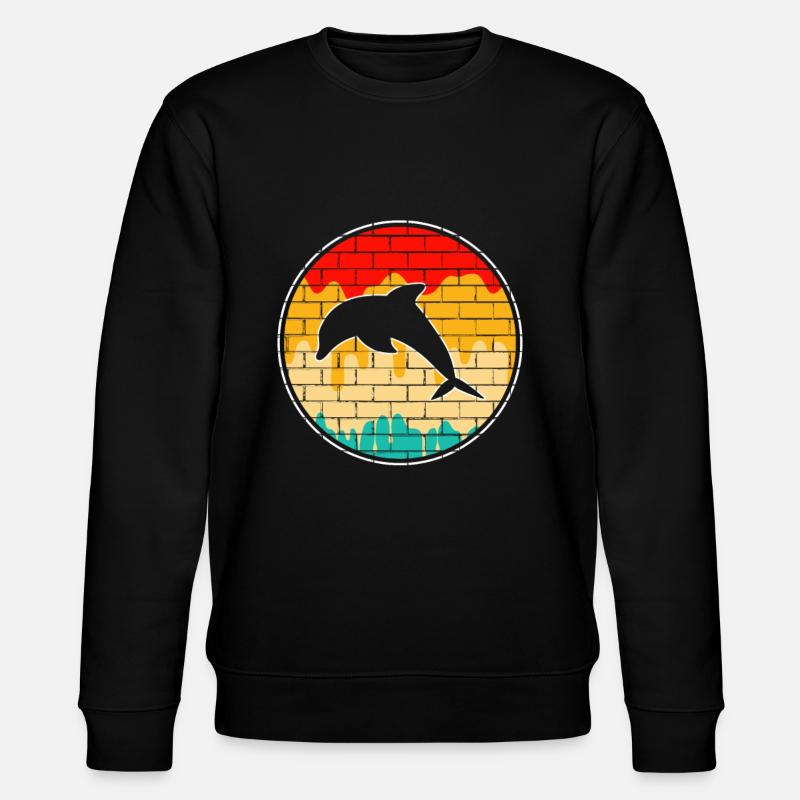 Dolphin Retro - Stanley/Stella CHANGER Unisex Organic Sweatshirt - black
