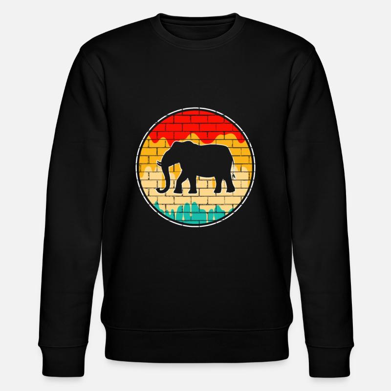 Elefant Retro - Stanley/Stella Unisex Bio-Sweatshirt CHANGER  - Schwarz