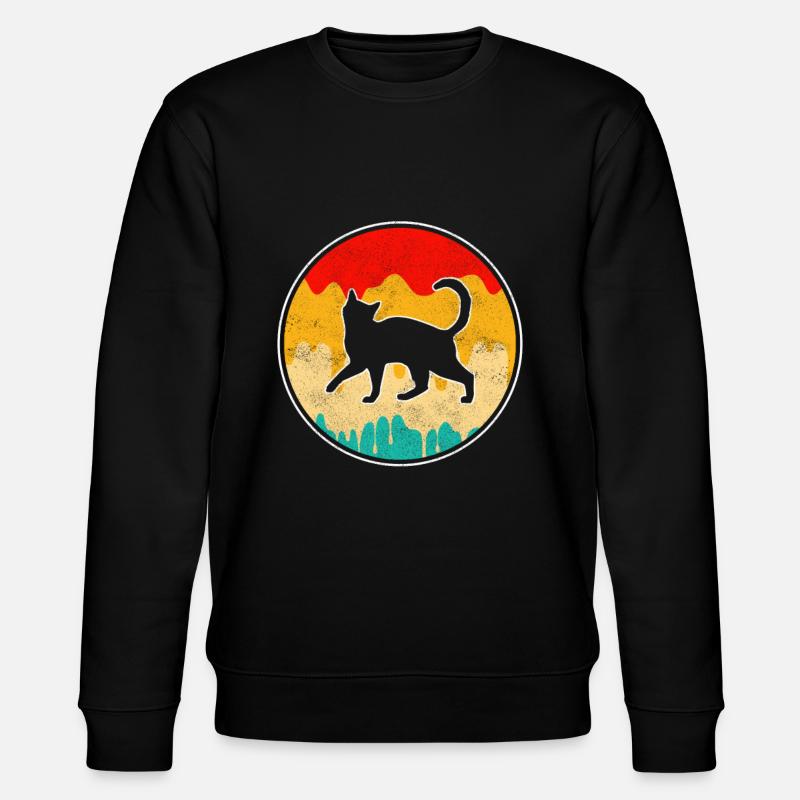 Katze Retro - Stanley/Stella Unisex Bio-Sweatshirt CHANGER  - Schwarz