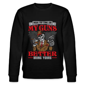 If you come for my weapons better bring Si - Stanley/Stella CHANGER Unisex Organic Sweatshirt - black - Front - Nik (191cm) & Marisol (170cm)