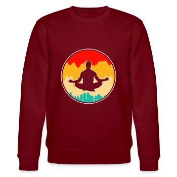 Yoga Meditation Retro - Stanley/Stella CHANGER Unisex Organic Sweatshirt - burgundy - Front - Nik (191cm) & Marisol (170cm)