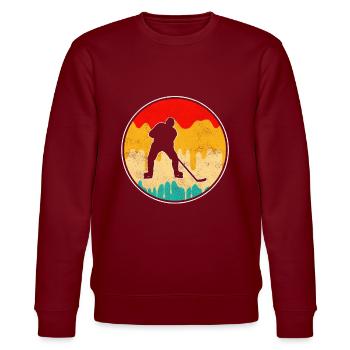 Eishockey Retro - Stanley/Stella Unisex Bio-Sweatshirt CHANGER  - Burgunderrot - Vorne - Nik (191cm) & Marisol (170cm)