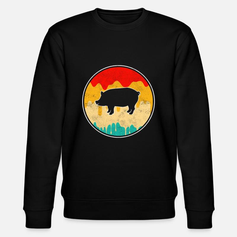 Pig Retro - Stanley/Stella CHANGER Unisex Organic Sweatshirt - black
