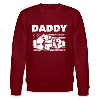 Patriotic Daddy DRAPEAU AMÉRICAIN Papa & Fils Fist Bump - Sweat bio CHANGER Stanley/Stella Unisexe - bordeaux - Devant - Nik (191cm) & Marisol (170cm)