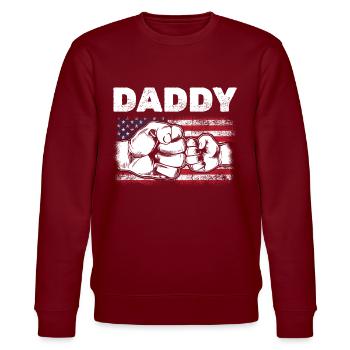 Papa & Son Fist Bump American Daddy Drapeau américain - Sweat bio CHANGER Stanley/Stella Unisexe - bordeaux - Devant - Nik (191cm) & Marisol (170cm)
