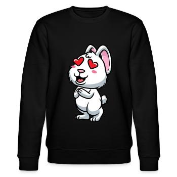 White Rabbit Emoticons Rabbit - Stanley/Stella CHANGER Unisex Organic Sweatshirt - black - Front - Nik (191cm) & Marisol (170cm)