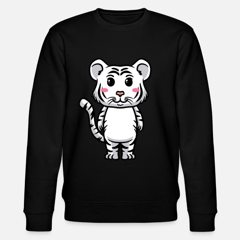 White Tiger Emoticon Bengal Tiger - Stanley/Stella CHANGER Unisex Organic Sweatshirt - black