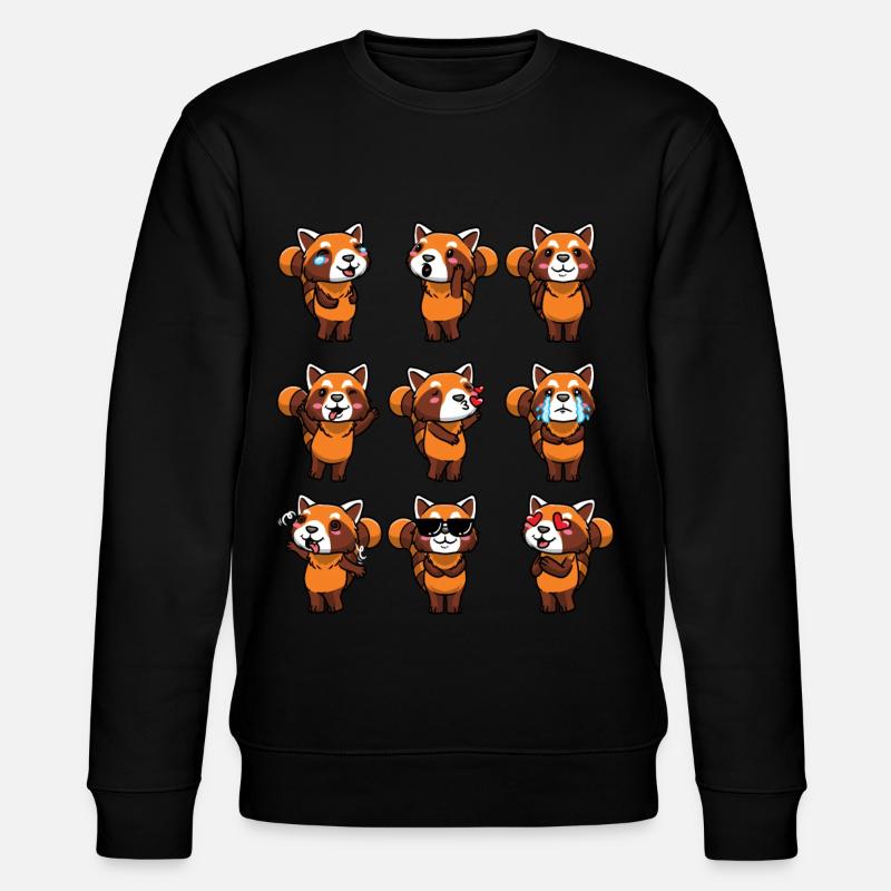 Roter Panda Kleiner Panda Emoticon - Stanley/Stella Unisex Bio-Sweatshirt CHANGER  - Schwarz