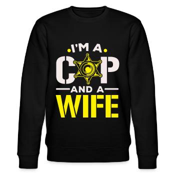 I am a policeman and a wife Police Poli - Stanley/Stella CHANGER Unisex Organic Sweatshirt - black - Front - Nik (191cm) & Marisol (170cm)