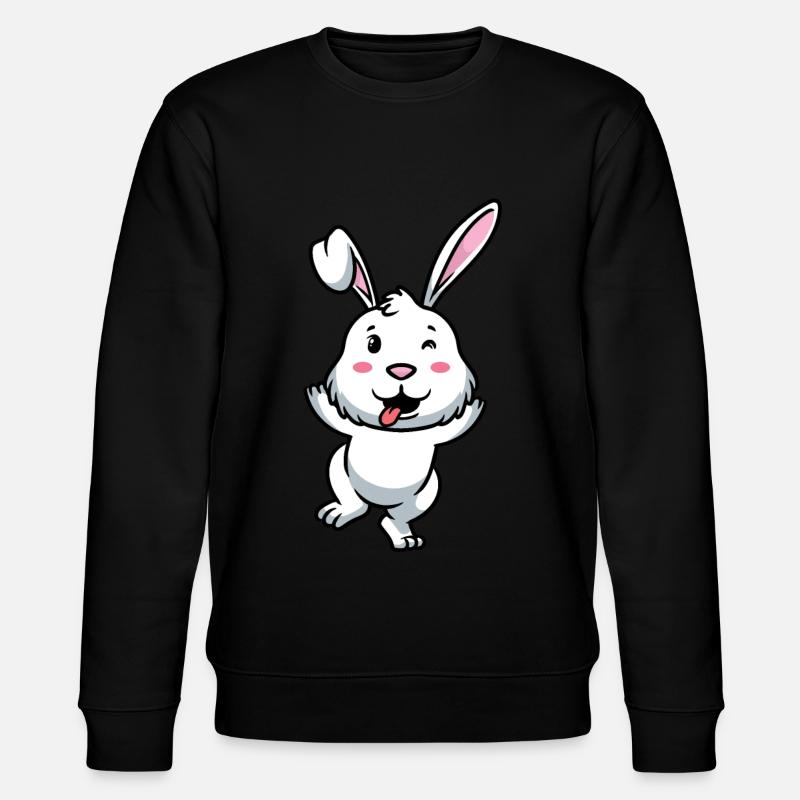 White Rabbit Emoticon Rabbit - Stanley/Stella CHANGER Unisex Organic Sweatshirt - black