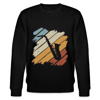 Jazz Geschenk Saxophon Musik Instrument Blasmusik - Stanley/Stella Unisex Bio-Sweatshirt CHANGER  - Schwarz - Vorne - Nik (191cm) & Marisol (170cm)