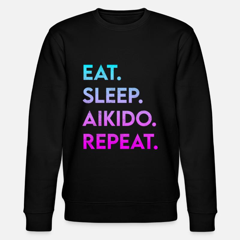 eat sleep aikido repeat - Stanley/Stella Unisex Bio-Sweatshirt CHANGER  - Schwarz
