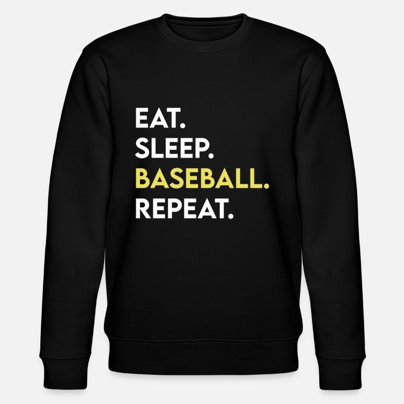 eat sleep baseball repeat - Stanley/Stella CHANGER Unisex Organic Sweatshirt - black