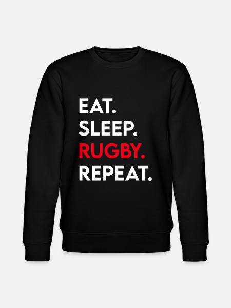 eat sleep rugby repeat - Stanley/Stella CHANGER Unisex Organic Sweatshirt - black
