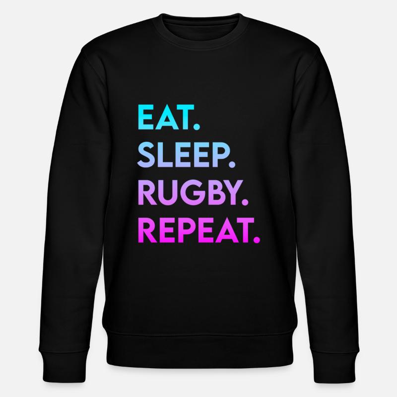 eat sleep rugby repeat - Stanley/Stella Unisex Bio-Sweatshirt CHANGER  - Schwarz