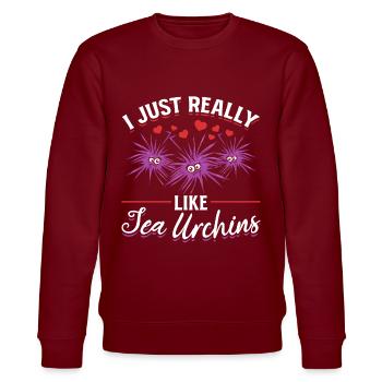 Sea urchin Sea creature I just like sea urchins - Stanley/Stella CHANGER Unisex Organic Sweatshirt - burgundy - Front - Nik (191cm) & Marisol (170cm)