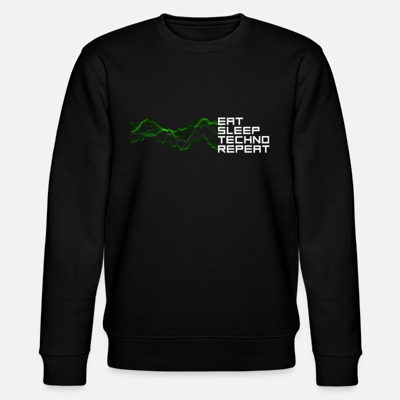 eat sleep techno repeat - Stanley/Stella Unisex Bio-Sweatshirt CHANGER  - Schwarz