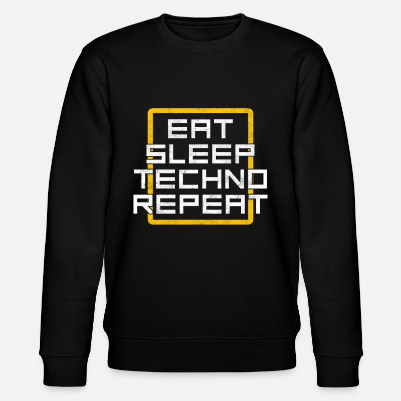 eat sleep techno repeat - Stanley/Stella Unisex Bio-Sweatshirt CHANGER  - Schwarz